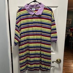 Lacoste Multicolor Striped Polo with Purple Collar
